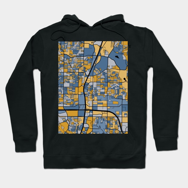 Plano Map Pattern in Blue & Gold Hoodie by PatternMaps